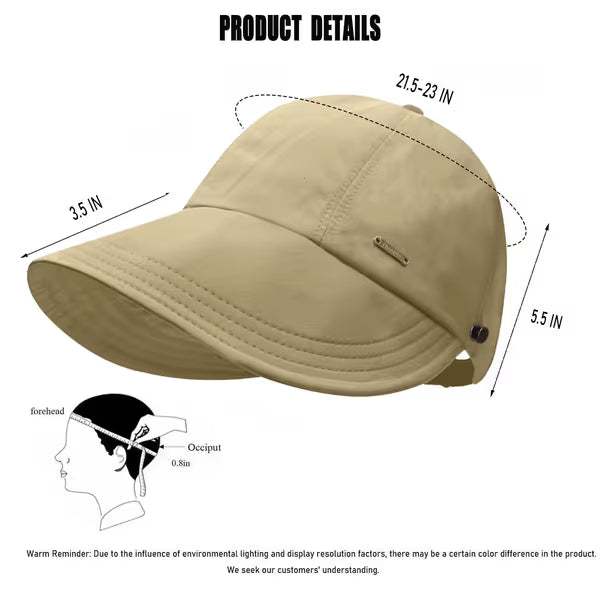 Women's Wide Brim Sun Visor Hat - UPF 50+