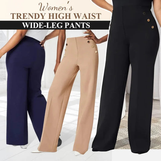 Women's Plus Size High Stretch High-Waist Wide-Leg Pants