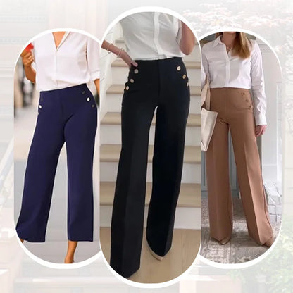 Women's Plus Size High Stretch High-Waist Wide-Leg Pants