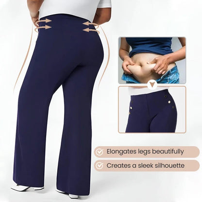 Women's Plus Size High Stretch High-Waist Wide-Leg Pants