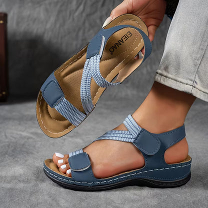 Women's Summer Sandals - Adjustable Ankle Strap Platform Wedge Heels