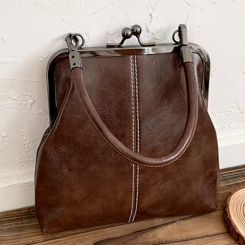 Vintage Kiss Lock Crossbody Bag with Top Handle