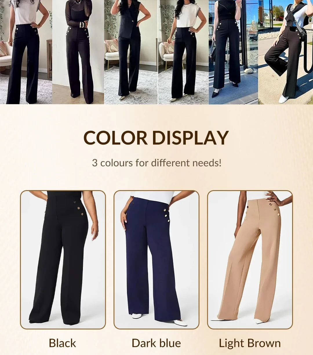 Women's Plus Size High Stretch High-Waist Wide-Leg Pants