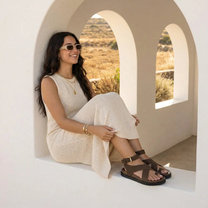 Cushionaire Entry Ankle Wrap Molded Footbed Sandals