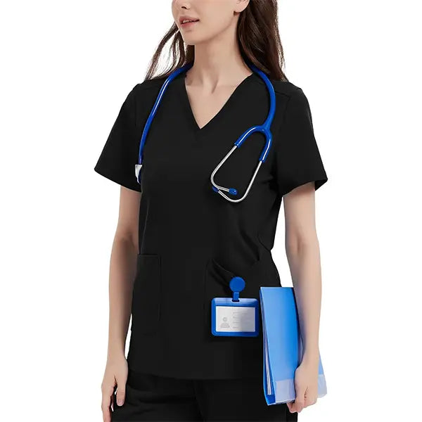 Yoga, Nurse Scrub Top for Women V Neck Shirt with 2 Pockets