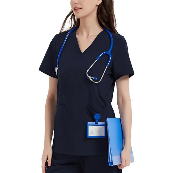 Yoga, Nurse Scrub Top for Women V Neck Shirt with 2 Pockets
