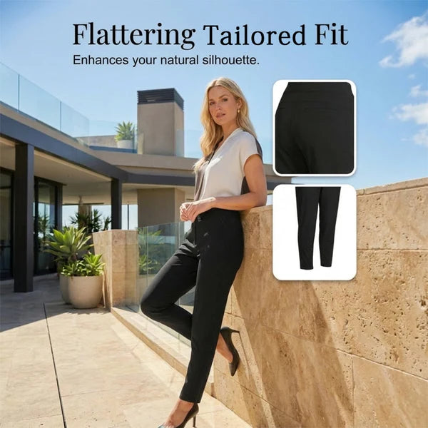 Women’s Fitted High-Waisted Zip-Pocket Trousers - 👖Lightweight, Breathable, Soft