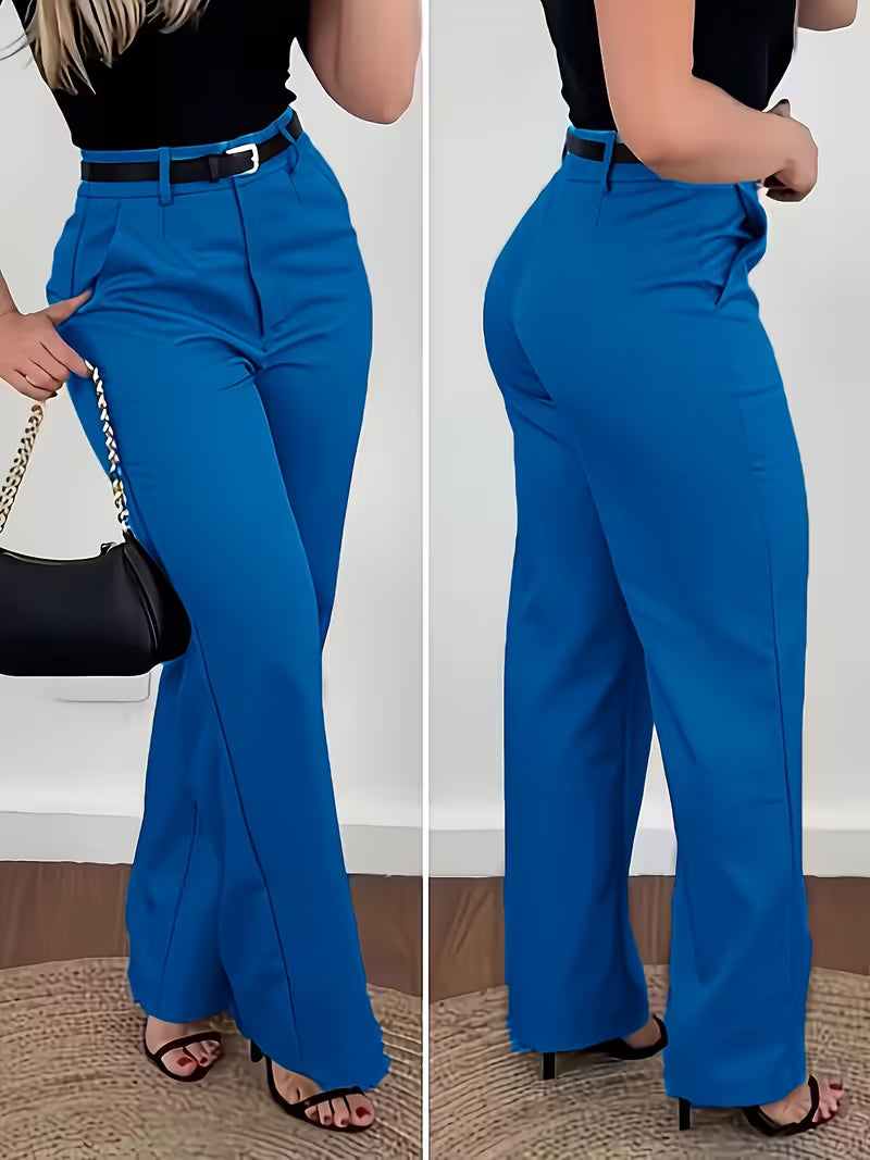 "Elegance-Enhancing" Slightly Flared Suit Pants, High-Waist Commuter Trousers