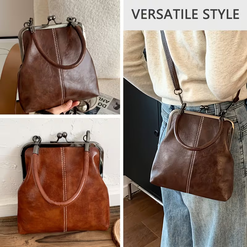 Vintage Kiss Lock Crossbody Bag with Top Handle
