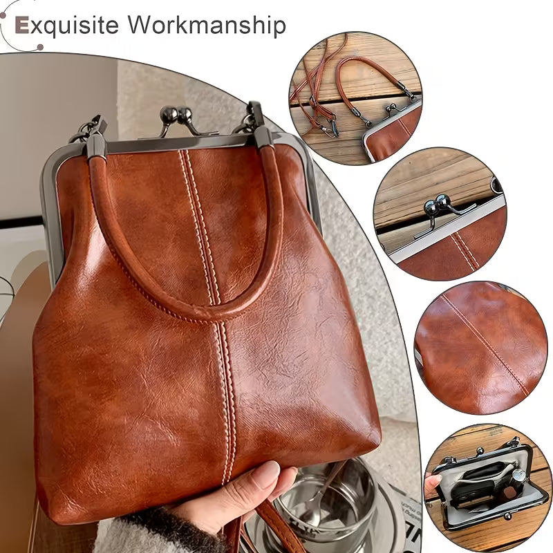 Vintage Kiss Lock Crossbody Bag with Top Handle