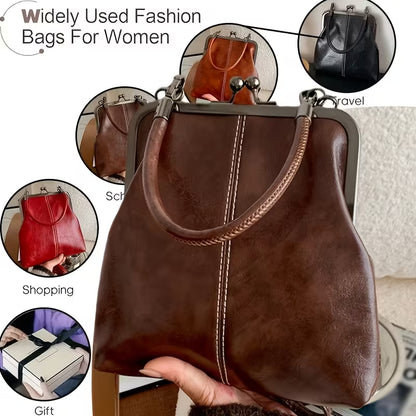 Vintage Kiss Lock Crossbody Bag with Top Handle