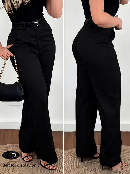 "Elegance-Enhancing" Slightly Flared Suit Pants, High-Waist Commuter Trousers