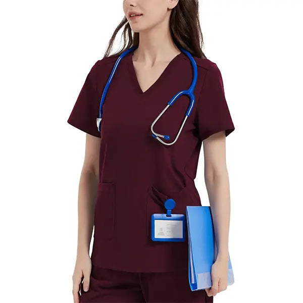 Yoga, Nurse Scrub Top for Women V Neck Shirt with 2 Pockets
