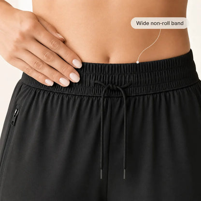 Stretchy Capri Pants with Zip Pocket for Women