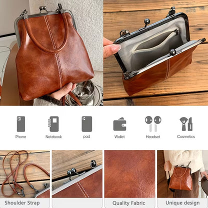 Vintage Kiss Lock Crossbody Bag with Top Handle