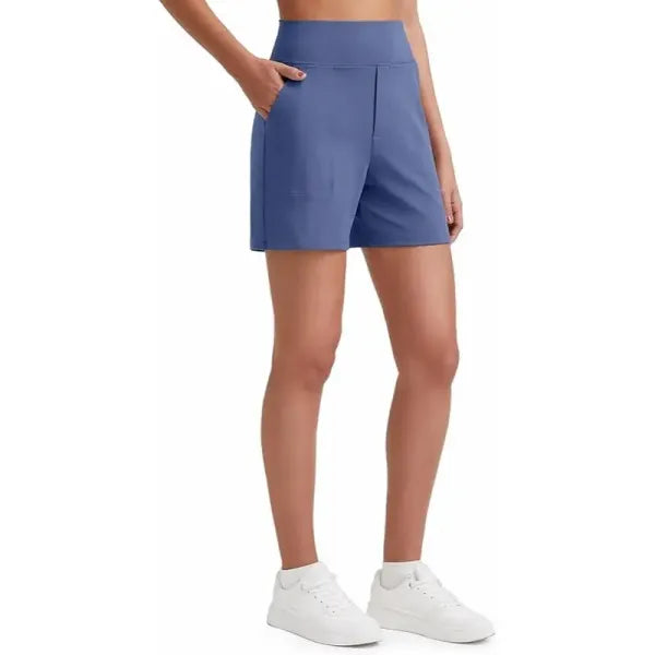 Women's High-Waisted Athletic Bermuda Shorts with Pockets – Running, Yoga, Summer Casual Activewear