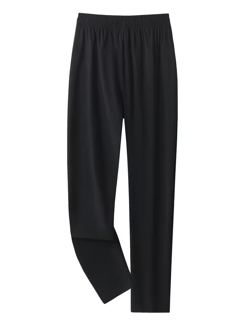 Women's Quick-Dry Ice Fiber Pants - Lightweight Breathable Athletic Trousers with Zipper Pockets & Elastic Waist