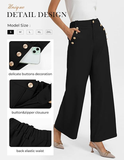 Women's Plus Size High Stretch High-Waist Wide-Leg Pants