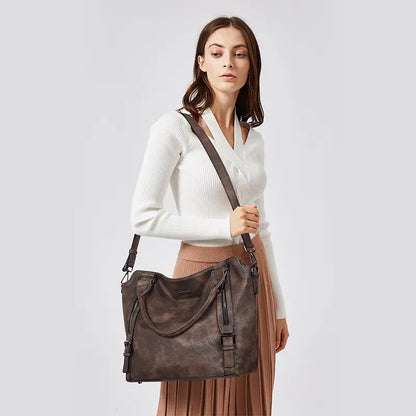 Women's Vegan Vintage Leather Laptop Tote Bag Everyday Use