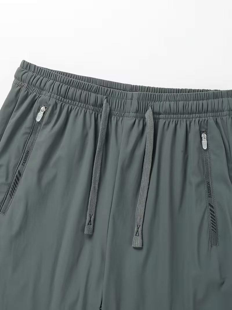 Women's Quick-Dry Ice Fiber Pants - Lightweight Breathable Athletic Trousers with Zipper Pockets & Elastic Waist