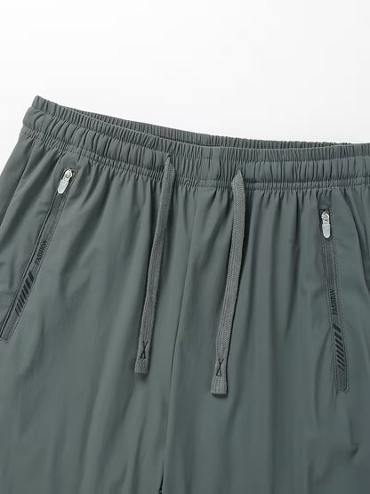 Women's Quick-Dry Ice Fiber Pants - Lightweight Breathable Athletic Trousers with Zipper Pockets & Elastic Waist