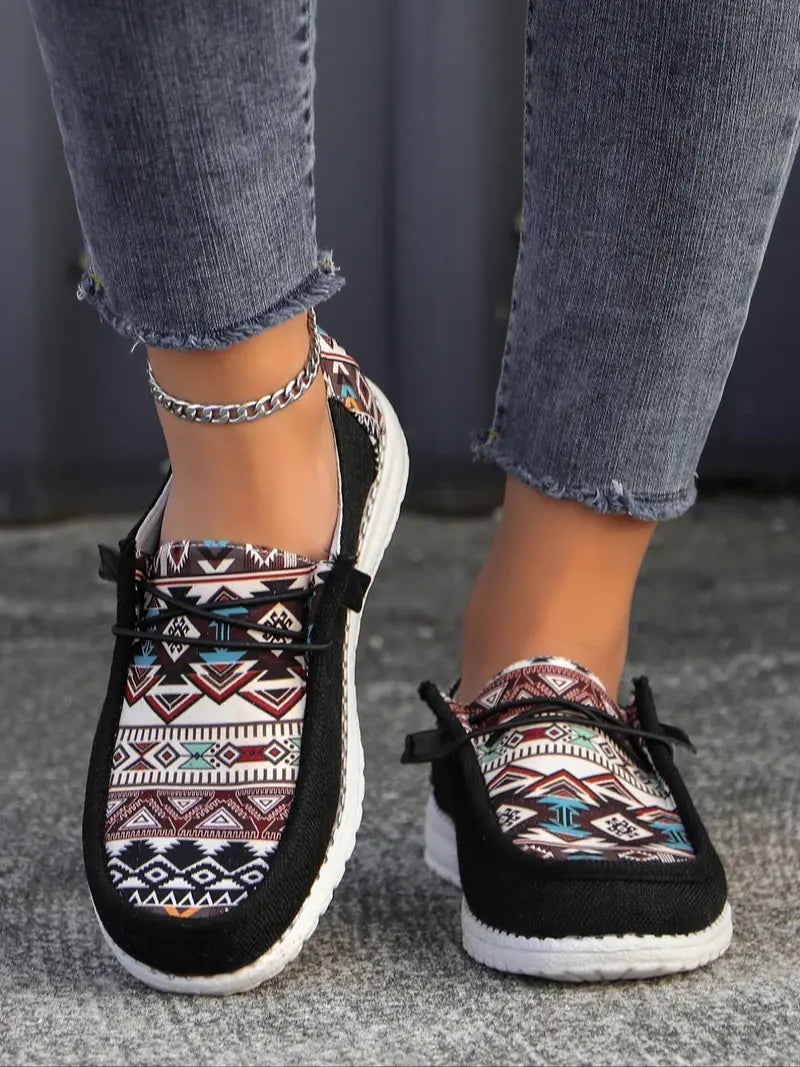 Women's Boho Slip-On Walking Shoes (Casual, Comfortable, Random Pattern)