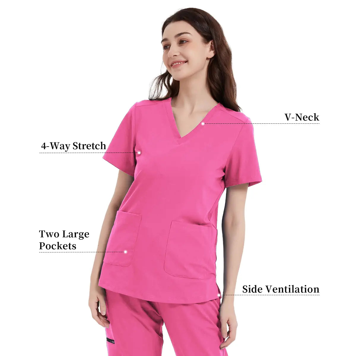 Yoga, Nurse Scrub Top for Women V Neck Shirt with 2 Pockets