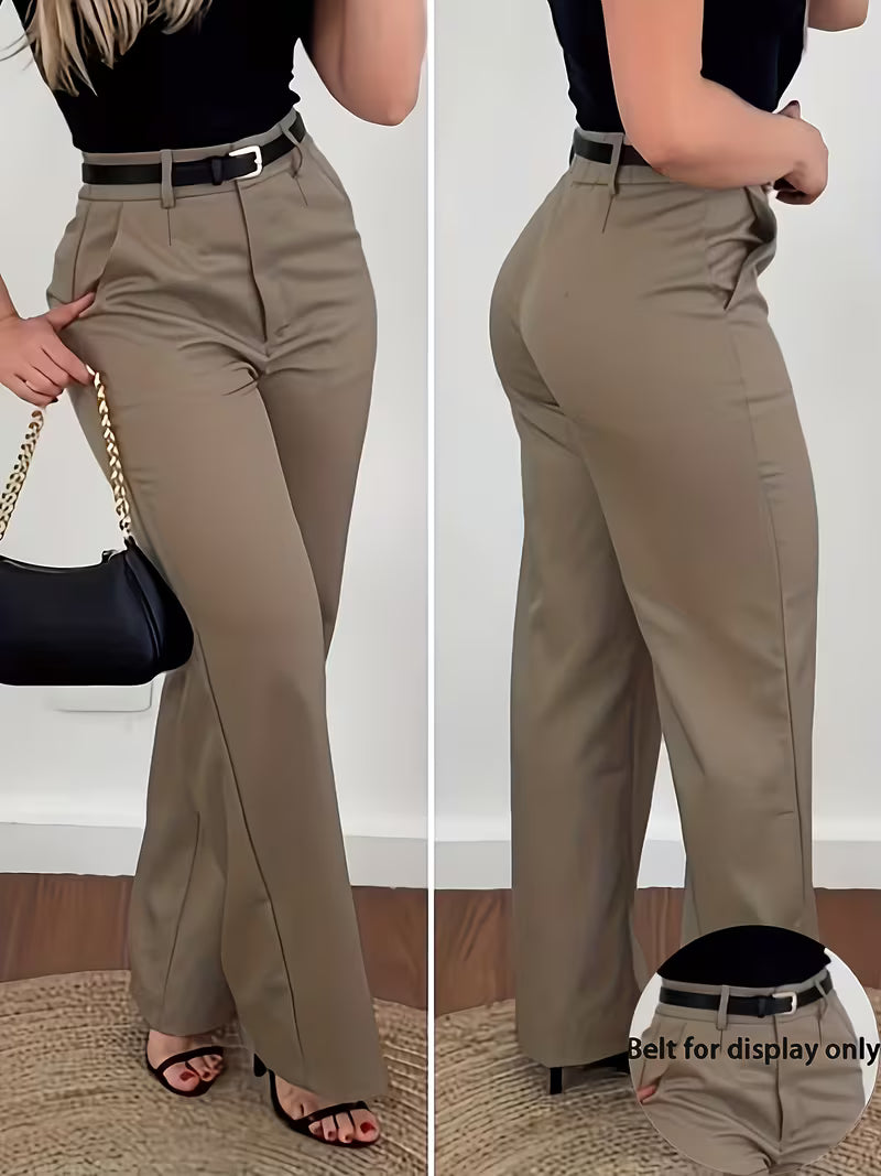 "Elegance-Enhancing" Slightly Flared Suit Pants, High-Waist Commuter Trousers