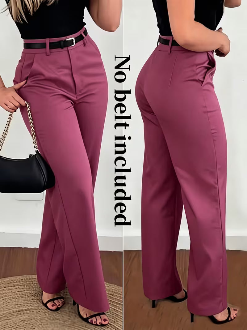 "Elegance-Enhancing" Slightly Flared Suit Pants, High-Waist Commuter Trousers