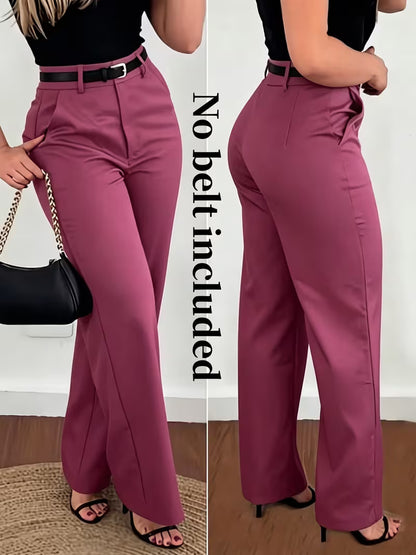 "Elegance-Enhancing" Slightly Flared Suit Pants, High-Waist Commuter Trousers