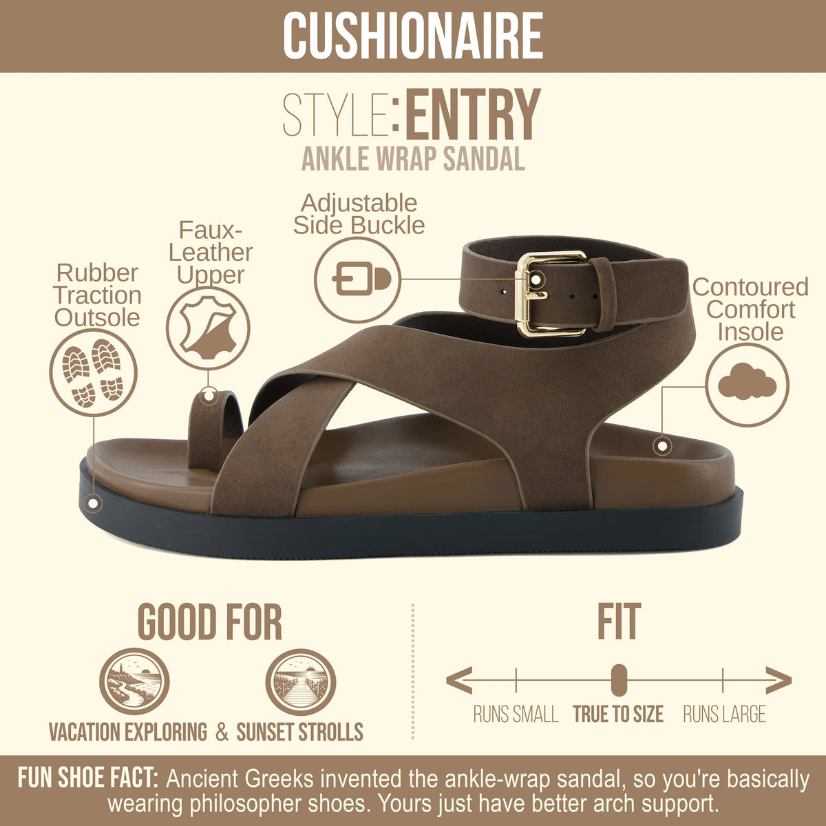 Cushionaire Entry Ankle Wrap Molded Footbed Sandals