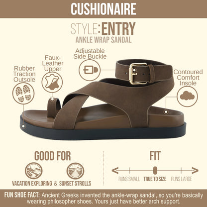 Cushionaire Entry Ankle Wrap Molded Footbed Sandals