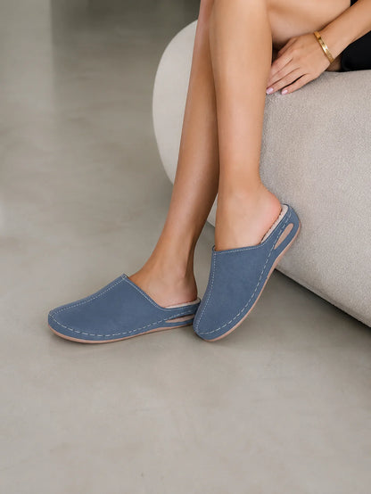 Toe Mule Shoes Women Suede Comfortable Slip On fur-lined Casual Lightweight Daily Footwear