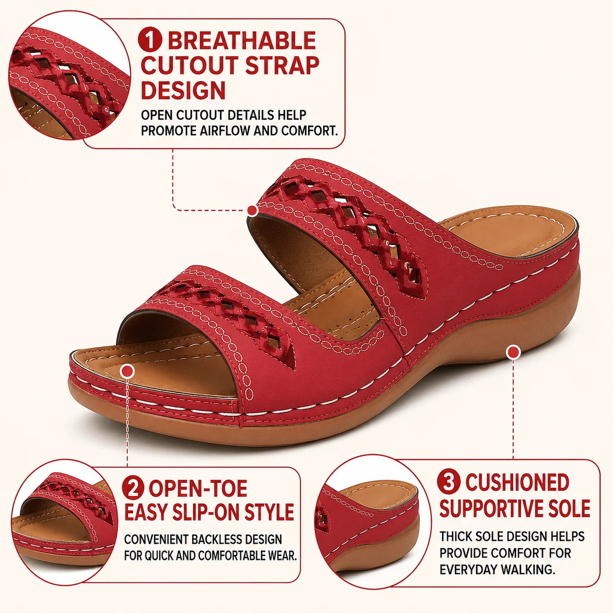 Women’s Orthopedic Support Sandals – Triple Arch Support & Contoured Footbed