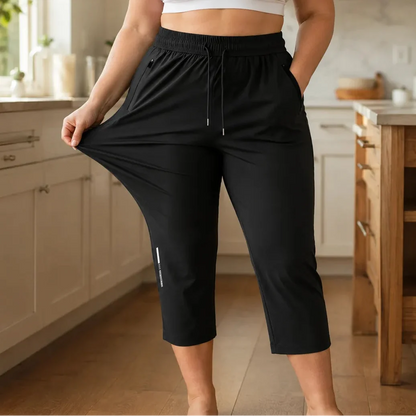 Stretchy Capri Pants with Zip Pocket for Women