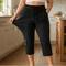 Stretchy Capri Pants with Zip Pocket for Women