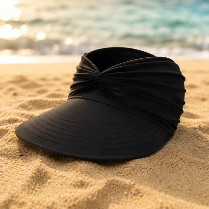Ruched UPF 50+ Sun Visor for Women, Packable Wide Brim