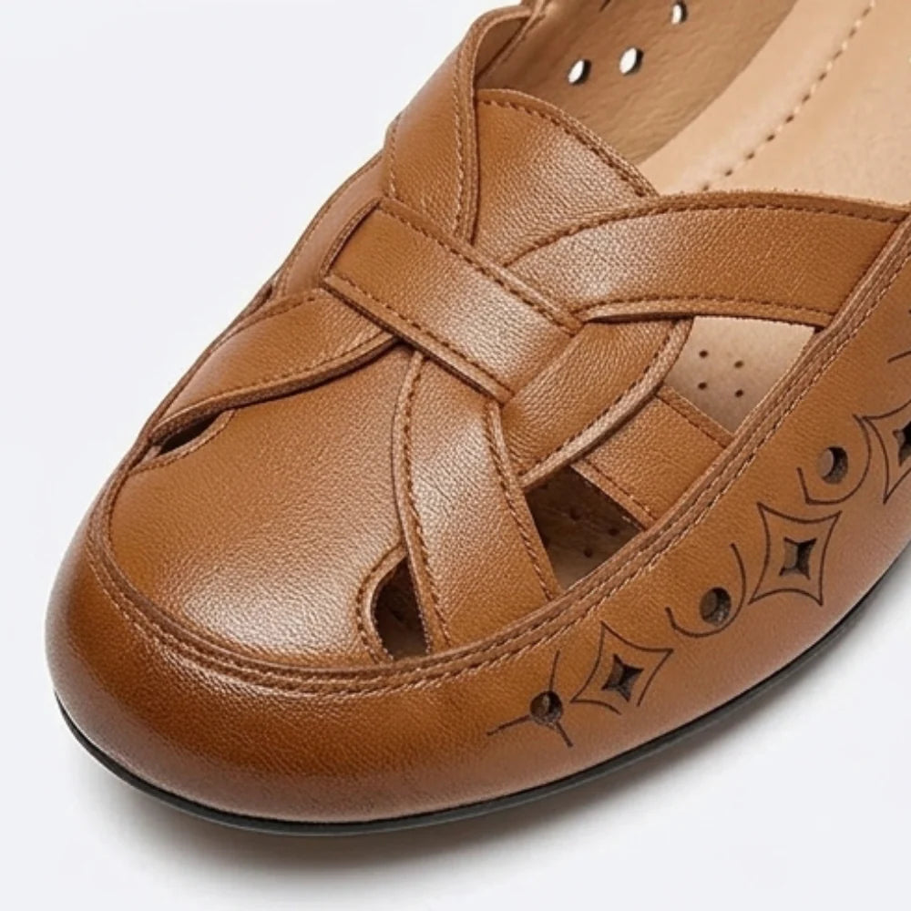 Woven Cutout PU Slip-On Flat