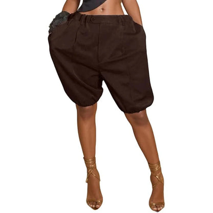 Elastic waist loose harem shorts