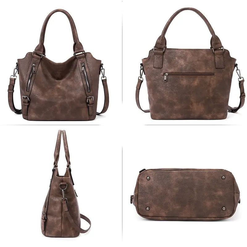Women's Vegan Vintage Leather Laptop Tote Bag Everyday Use