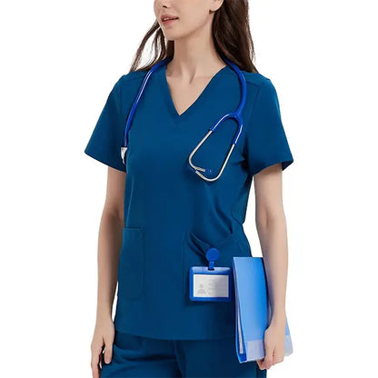 Yoga, Nurse Scrub Top for Women V Neck Shirt with 2 Pockets