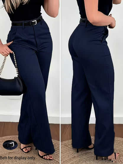 "Elegance-Enhancing" Slightly Flared Suit Pants, High-Waist Commuter Trousers