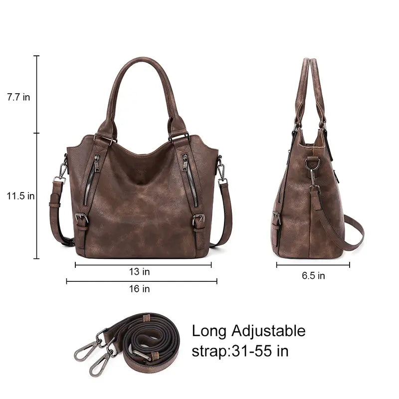 Women's Vegan Vintage Leather Laptop Tote Bag Everyday Use