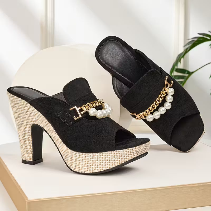 Women's Chain Ankle Strap High-Heeled Sandals