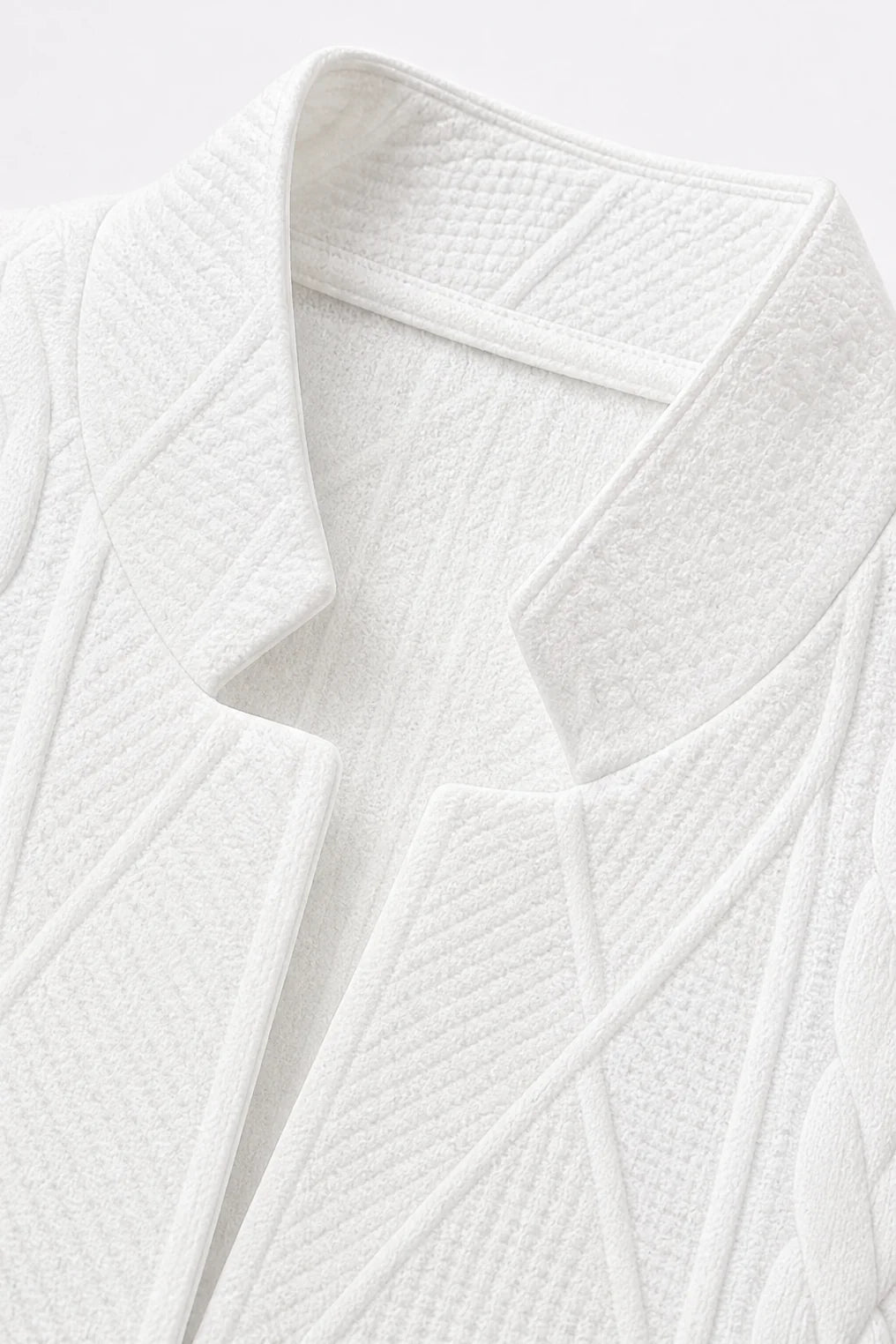 Textured Knit Stand-Collar Open-Front Blazer