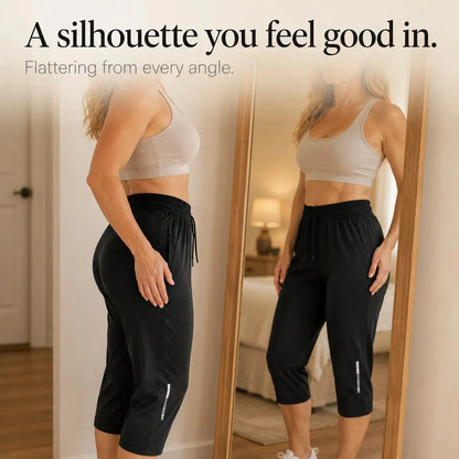 Stretchy Capri Pants with Zip Pocket for Women