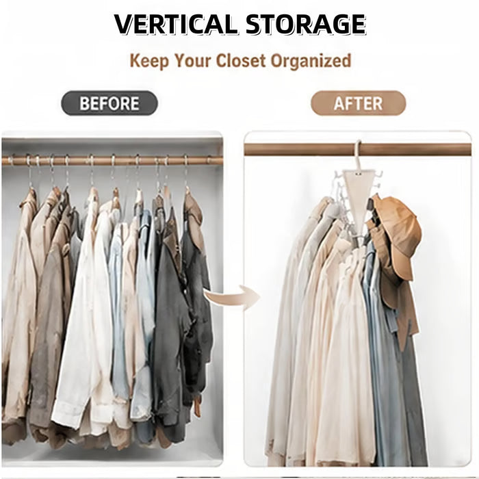 V-Shaped 360° Rotating Closet Organizer Hanger, Space-Saving 12-Hook Storage Rack