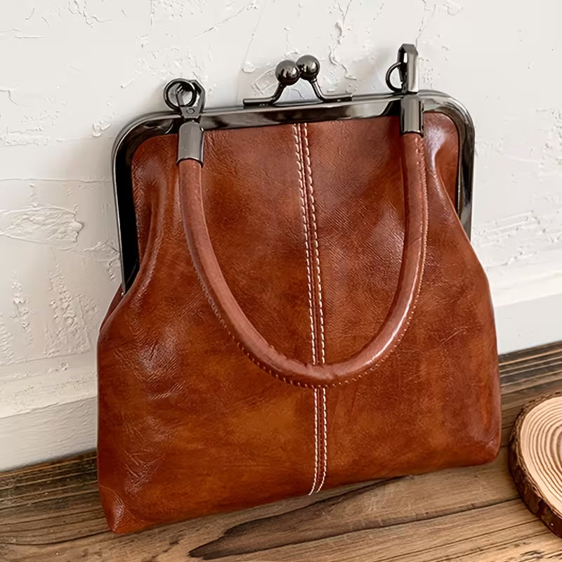 Vintage Kiss Lock Crossbody Bag with Top Handle