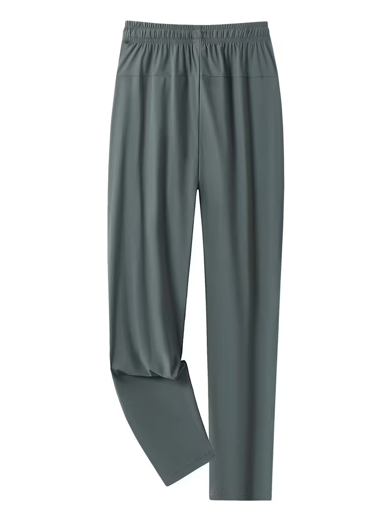 Women's Quick-Dry Ice Fiber Pants - Lightweight Breathable Athletic Trousers with Zipper Pockets & Elastic Waist
