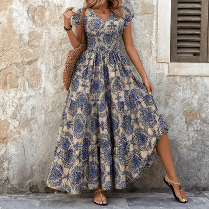 Women's Smocked Floral Maxi Dress